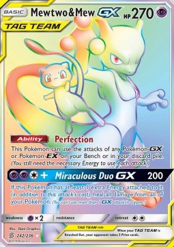 Mewtwo & Mew GX UNM-242 Secret Rare Light Played Deutsch