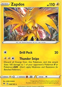 Zapdos VIV-48 Holo Rare Light Played Deutsch