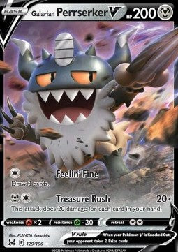 Galarian Perrserker V LOR-129 Ultra Rare Good Englisch