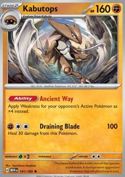 Kabutops MEW-141 Rare Light Played Englisch Reverse Holo