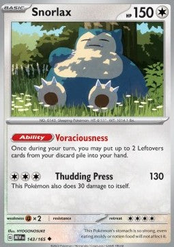 Snorlax MEW-143 Uncommon Near Mint Englisch Reverse Holo