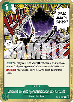 Demon Aura Nine Sword Style Asura Blades Drawn Dead Man's Game (OP12-037) (V.1) OP12 Rare Near Mint Englisch