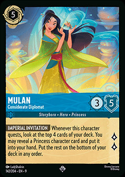 Mulan - Besonnene Diplomatin (V.1) 9FAB-142 Super Rare Boosterfrisch Deutsch Foil