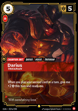 Darius, Trifarian (V.2) OGN-027a Showcase Near Mint Englisch Foil