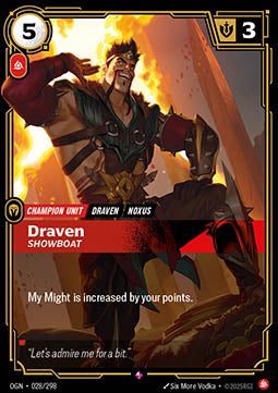 Draven, Showboat OGN-028 Rare Boosterfrisch Englisch Foil