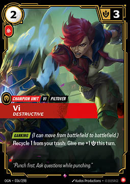 Vi, Destructive OGN-036 Rare Excellent Englisch Foil