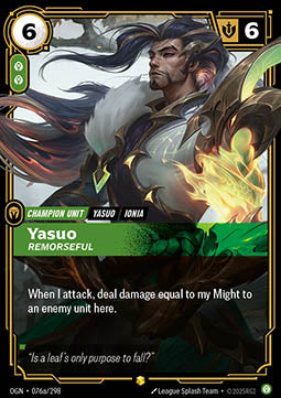 Yasuo, Remorseful (V.2) OGN-076a Showcase Near Mint Englisch Foil
