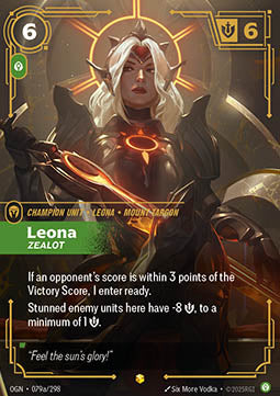 Leona, Zealot (V.2) OGN-079a Showcase Played Englisch Foil