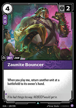 Zaunite Bouncer OGN-188 Uncommon Near Mint Englisch