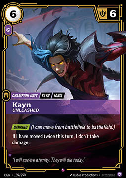Kayn, Unleashed OGN-189 Rare Near Mint Englisch Foil