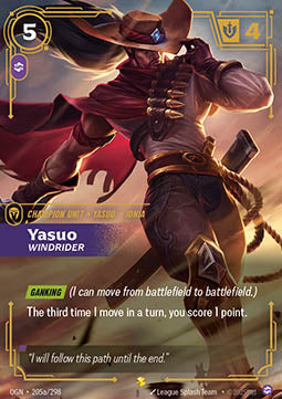 Yasuo, Windrider (V.2) OGN-205a Showcase Near Mint Englisch Foil