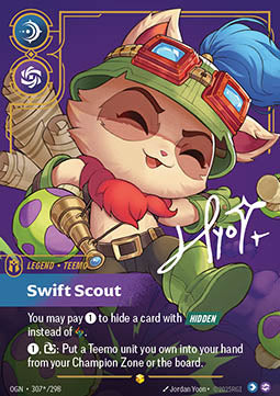 Teemo, Swift Scout (V.3) OGN-307* Signed Showcase Near Mint Englisch Foil