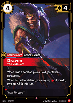 Draven, Vanquisher (V.1) SFD-020 Rare Near Mint Englisch Foil