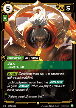 Jax, Unmatched (V.2) SFD-054a Showcase Near Mint Englisch Foil