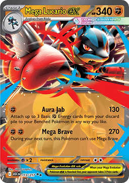 Mega Lucario ex ASC-113 Double Rare Near Mint Deutsch