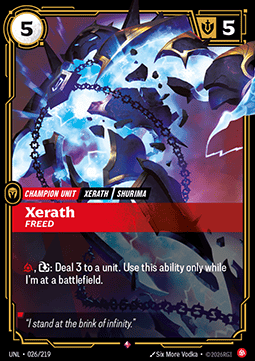Xerath, Freed UNL-026 Rare NM Englisch Foil