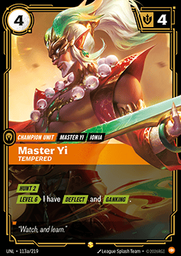 Master Yi, Tempered (V.2) UNL-113a Showcase NM Englisch Foil