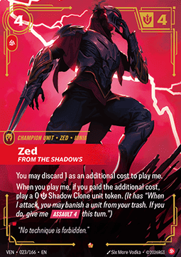 Zed, From the Shadows (V.1) VEN-023 Epic NM Englisch Foil