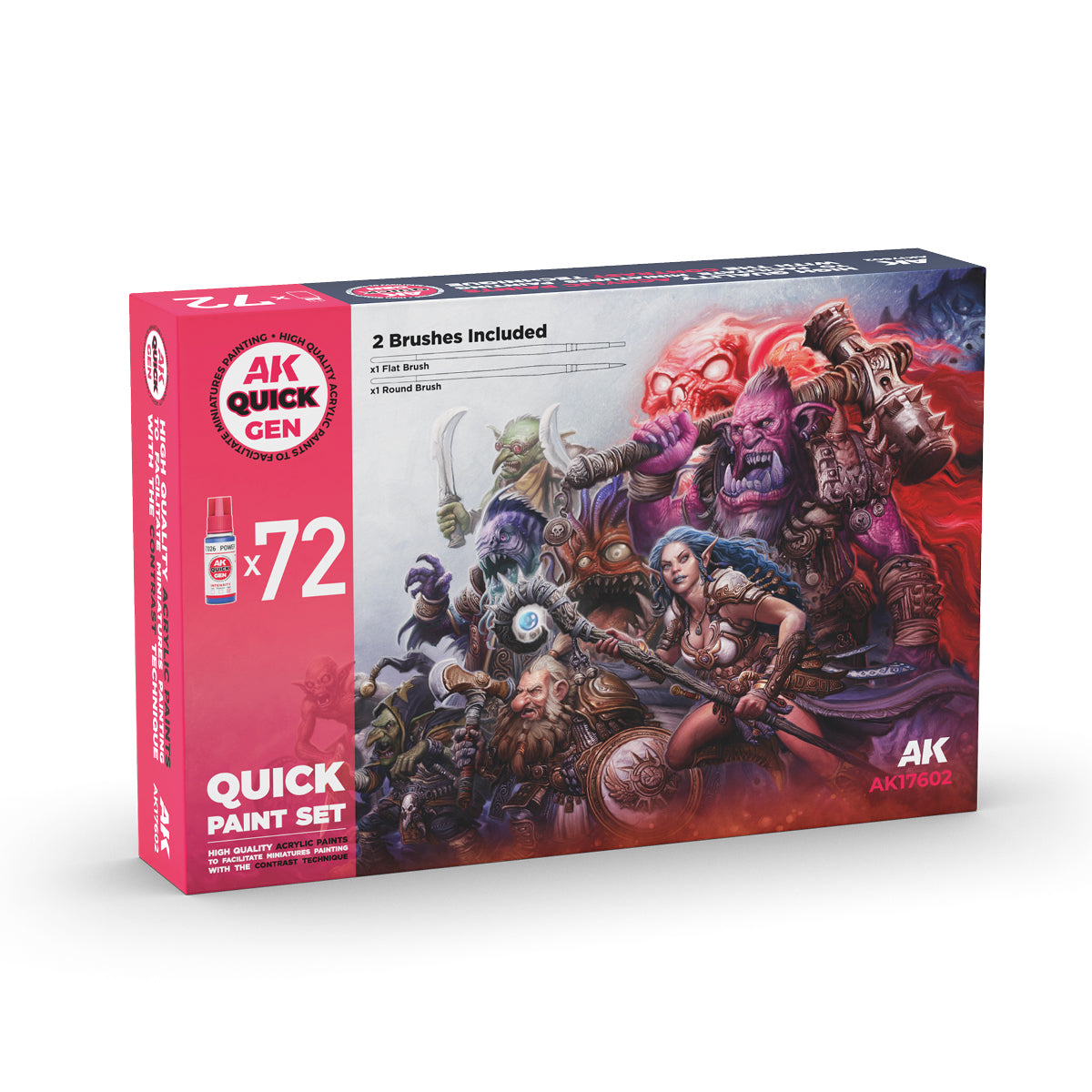 AK Interactive QUICK GEN Paint Set 72 Colors (2 Pinsel)