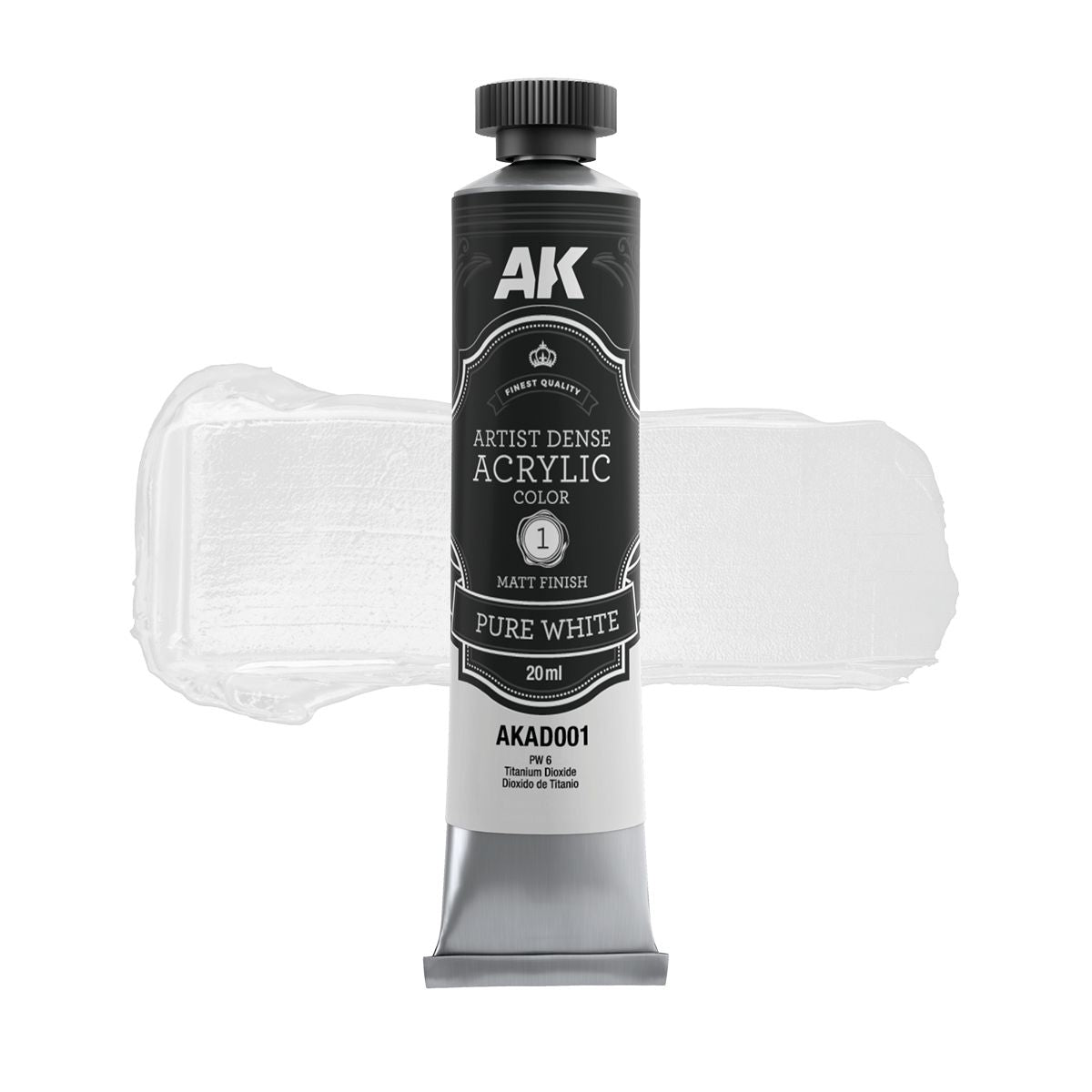 AK Interactive ARTIST DENSE ACRYLIC COLOR Set BLACK & WHITE SET (6 tubes 20 ml)