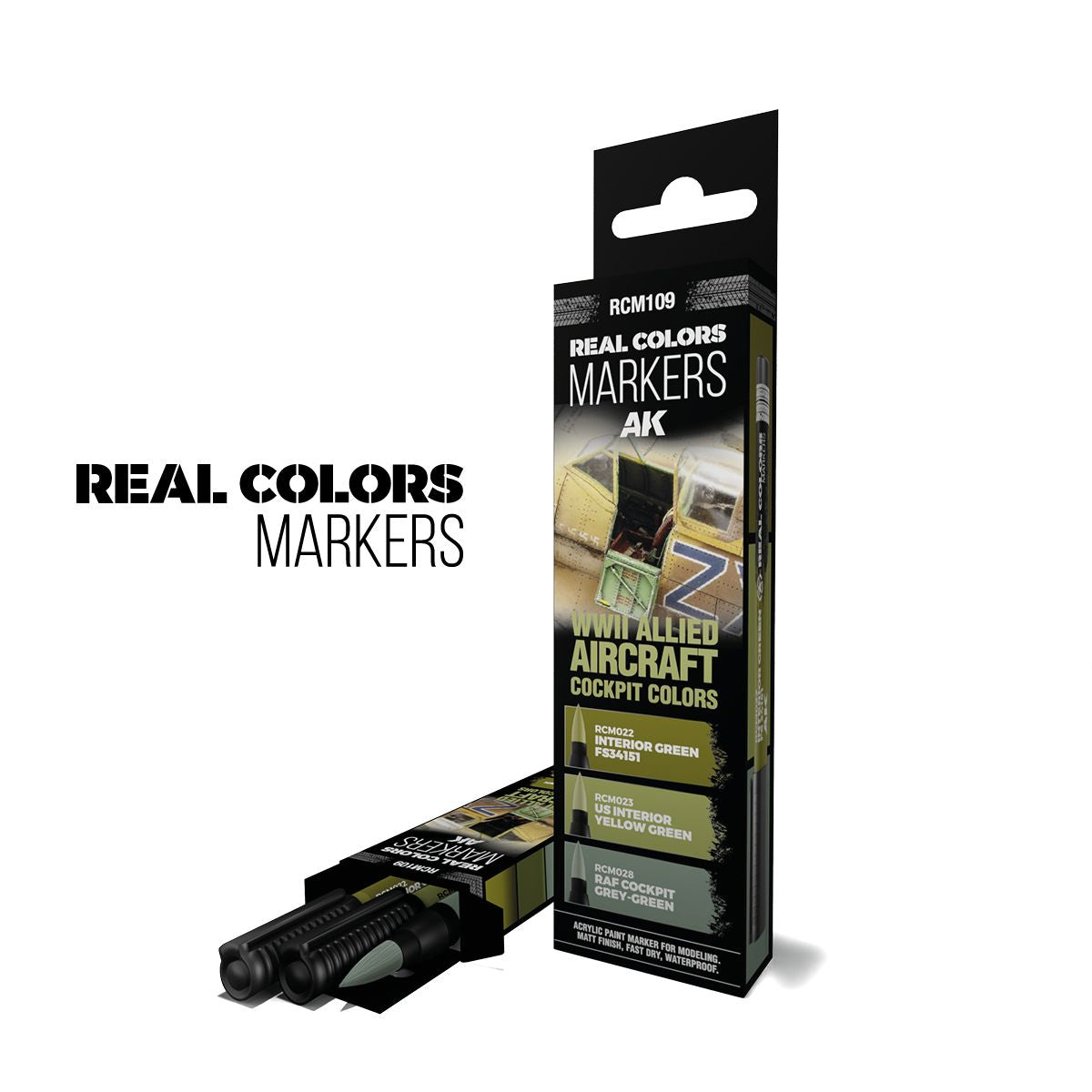 AK Interactive REAL COLORS MARKERS Set Wwii Allied Aircraft Cockpit Colors - Set 3 Real Colors Markers
