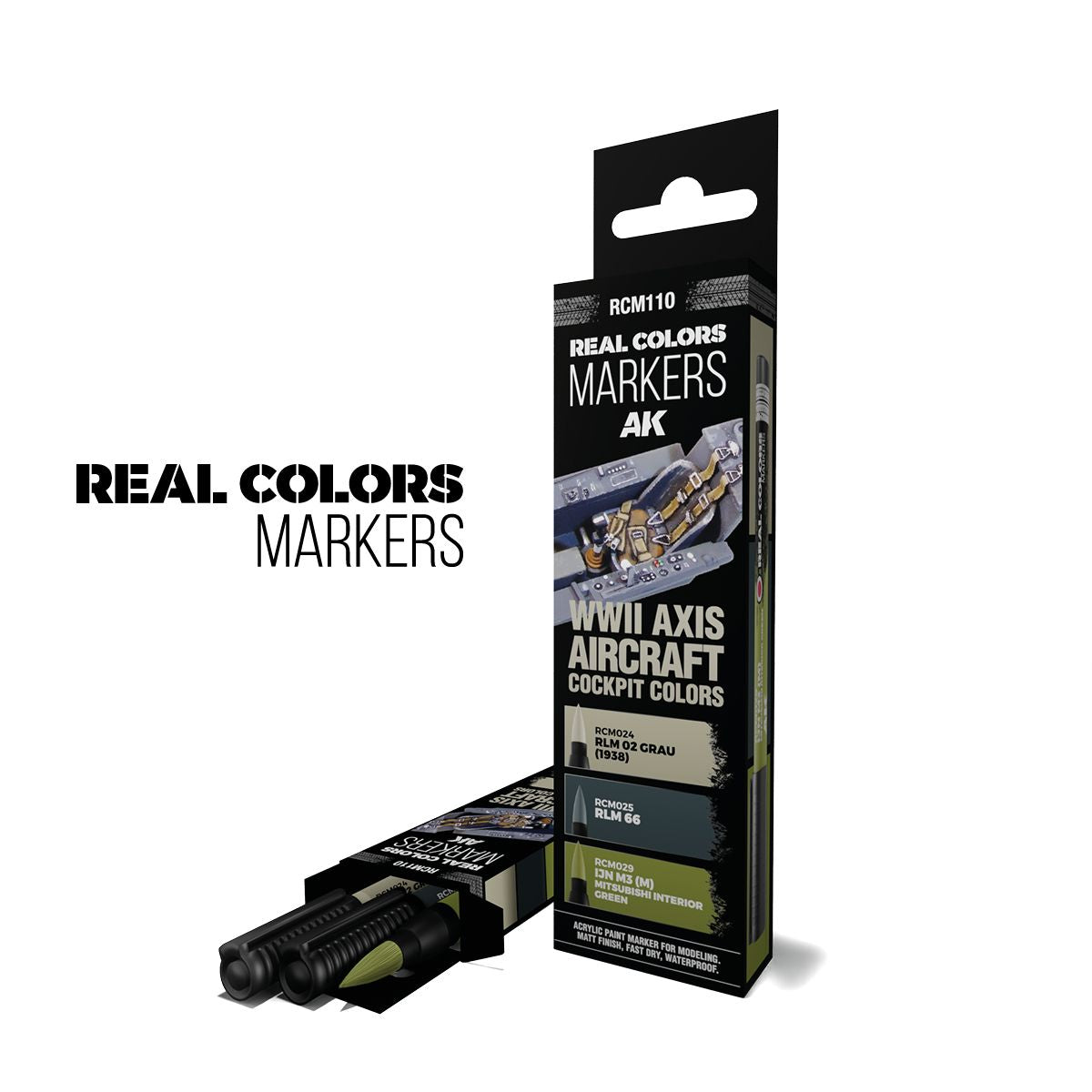 AK Interactive REAL COLORS MARKERS Set Wwii Axis Aircraft Cockpit Colors - Set 3 Real Colors Markers