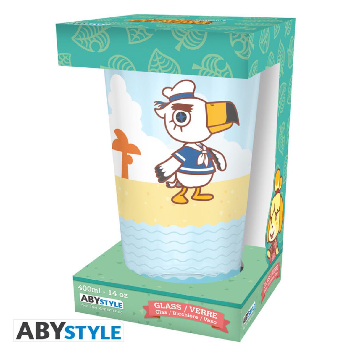 Animal Crossing Large Glass 400ml "Beach Characters"