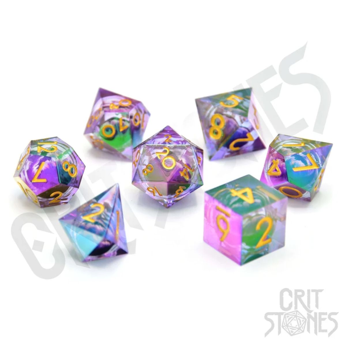 Eldritch Iris Electroplated Floating Eye Rpg Dice Set