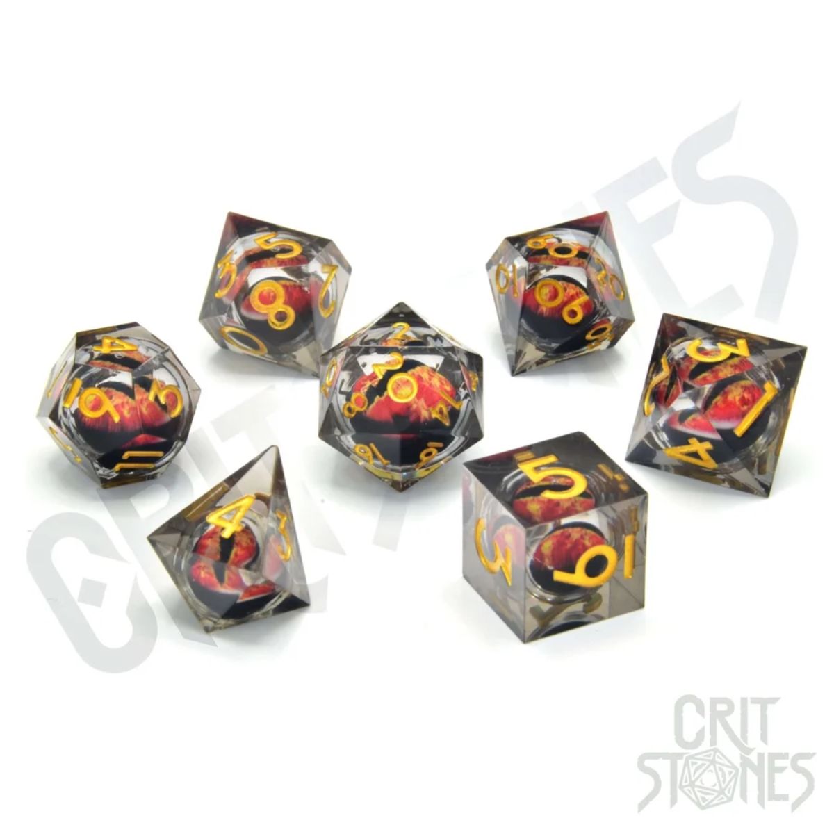 Fire Dragon'S Gaze Floating Eye Rpg Dice Set
