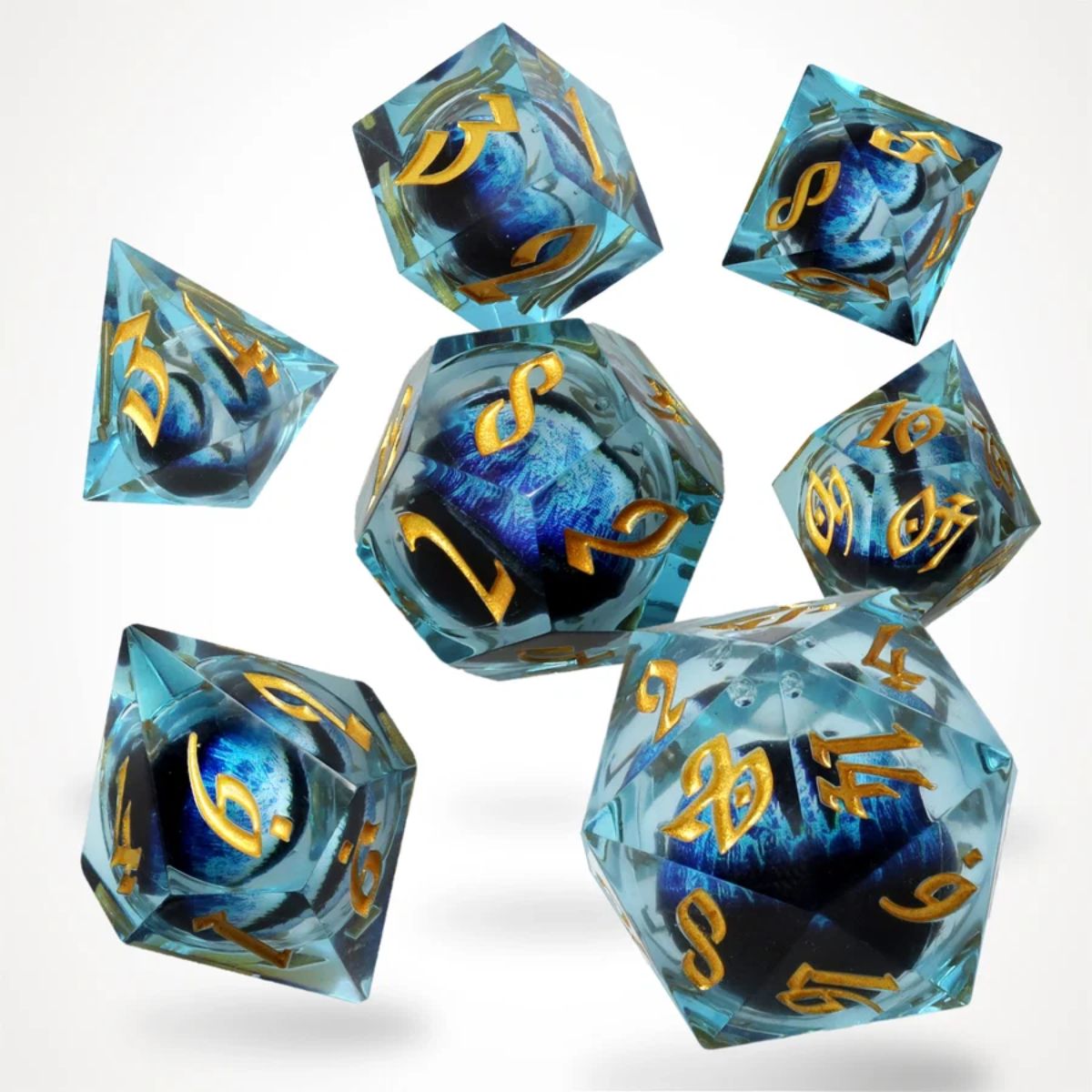 Ice Dragon'S Gaze Floating Eye Rpg Dice Set