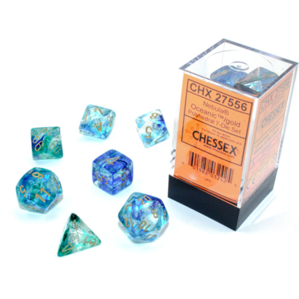 Chessex 7-Würfelset  Nebula Polyhedral Oceanic/Gold Luminary