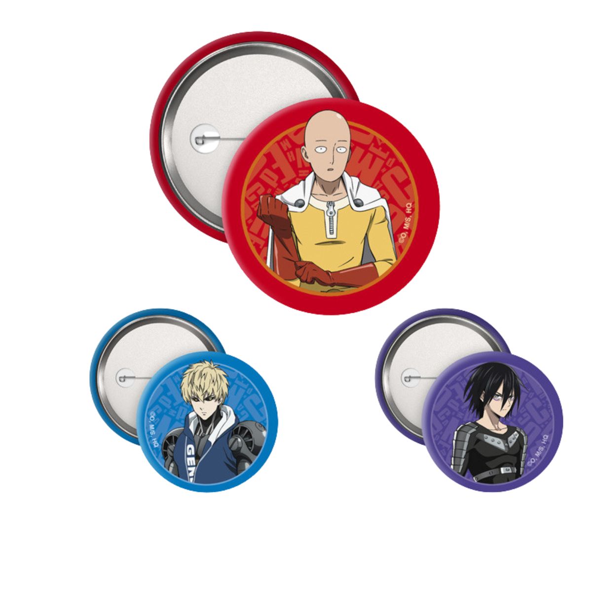 One Punch Man Badge Pack Saitama, Genos & Sonic