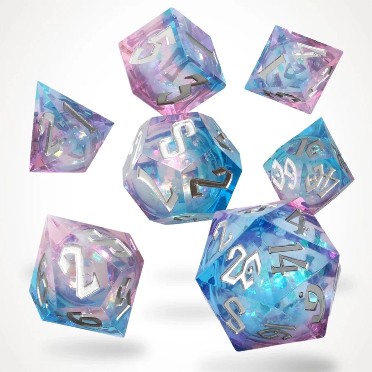 Pink Ice Liquid Core Rpg Dice Set