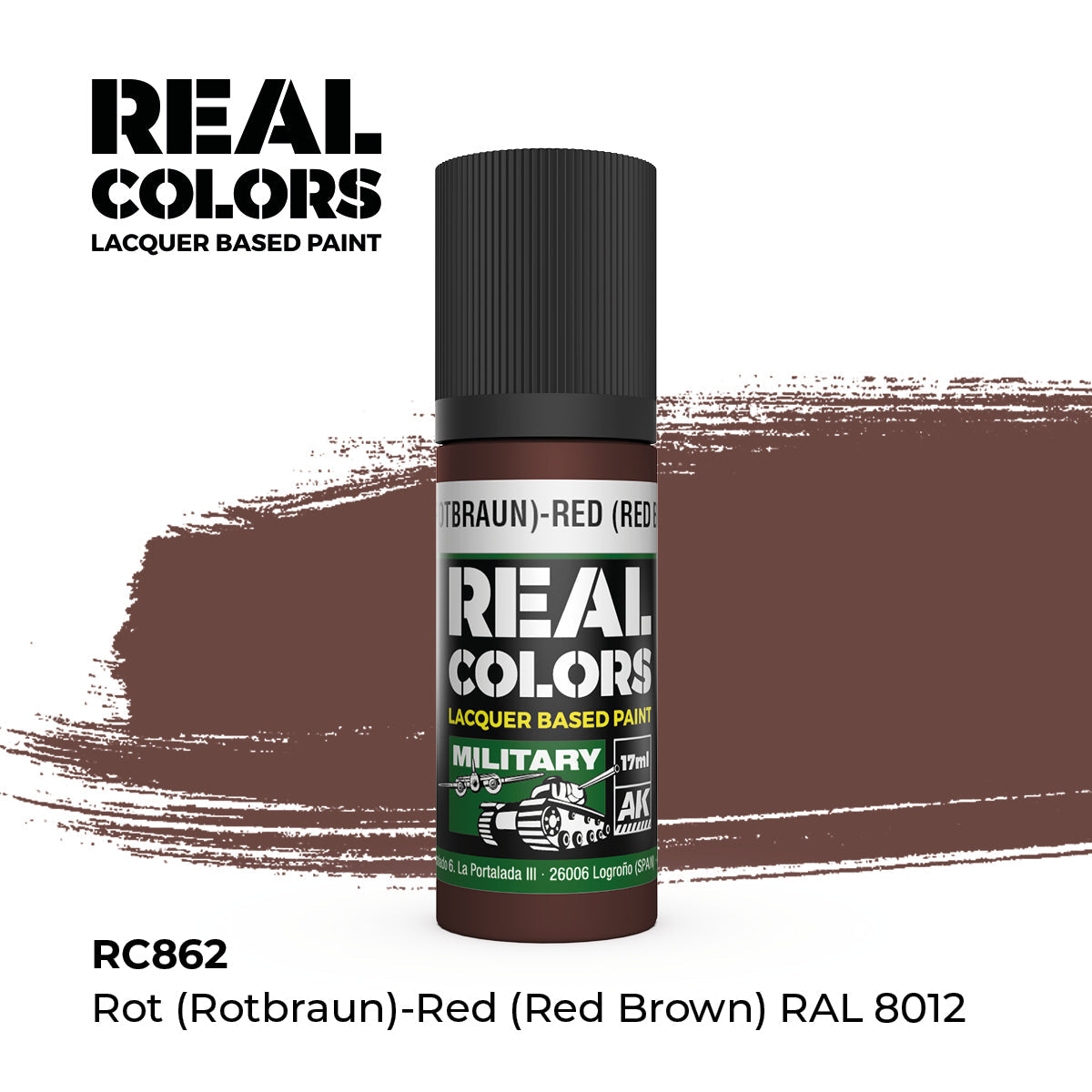 AK Interactive REAL COLORS Rot (Rotbraun)-Red Brown Ral 8012 17 ml.