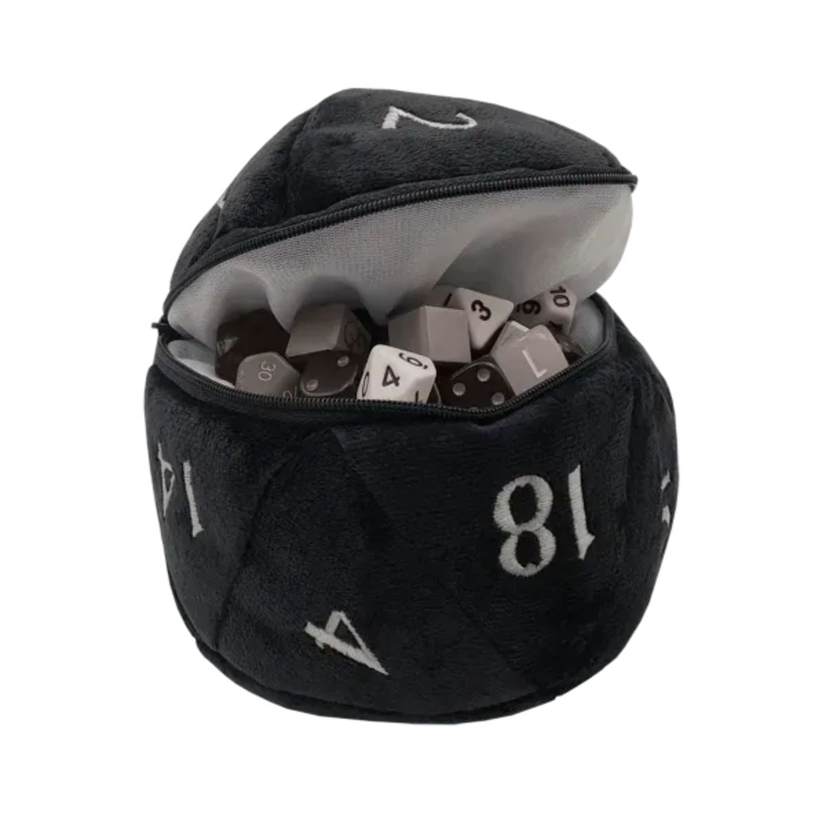 D20 Plush Dice Bag Schwarz