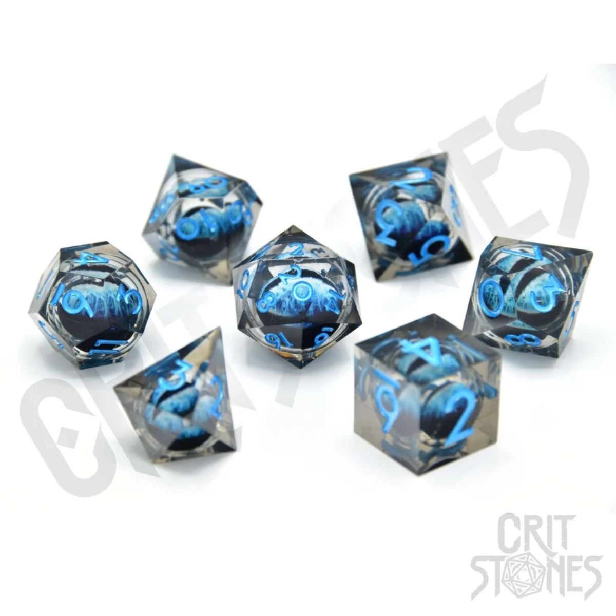 Water Dragon'S Gaze Floating Eye Rpg Dice Set