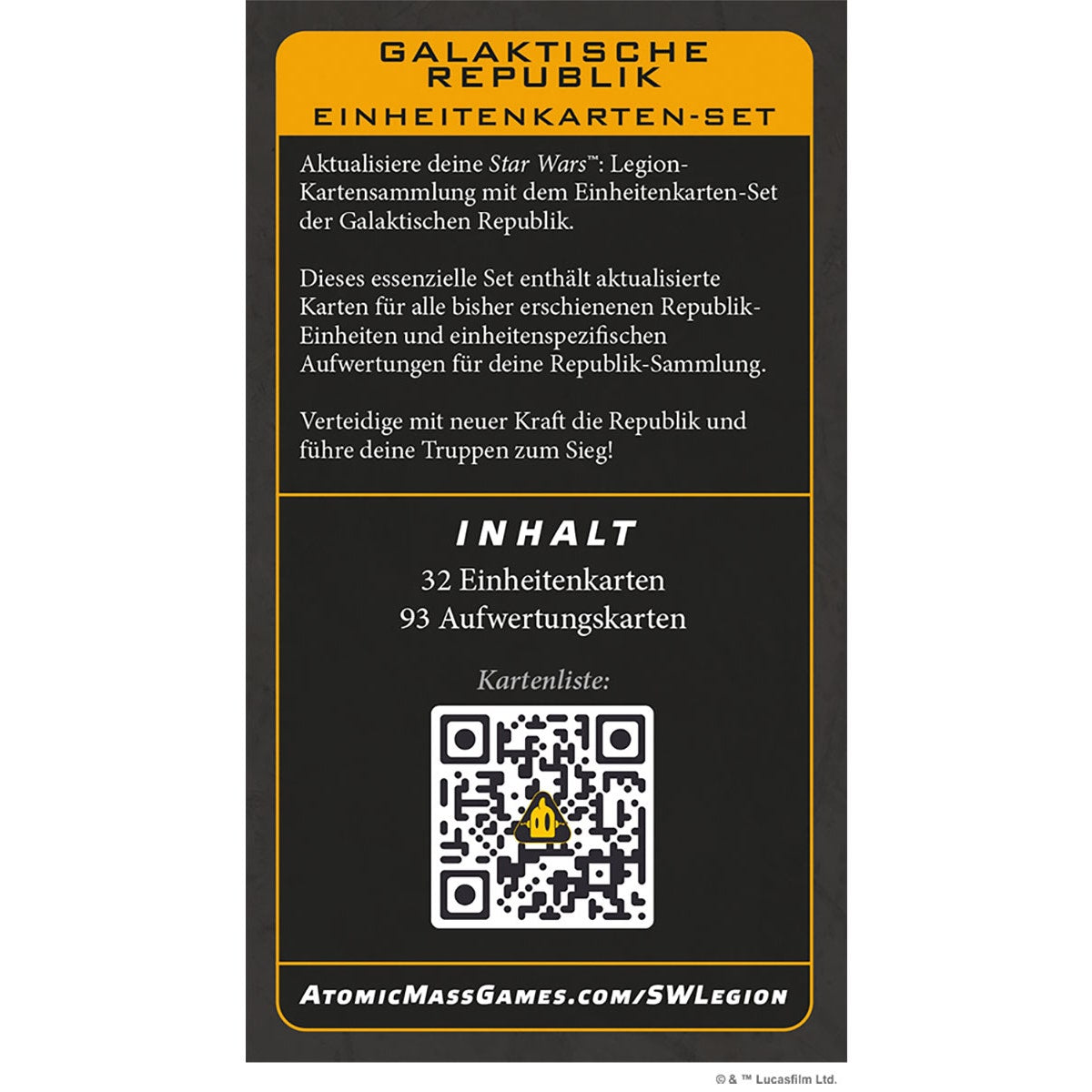 Star Wars: Legion – Galaktische Republik Einheitenkarten-Set